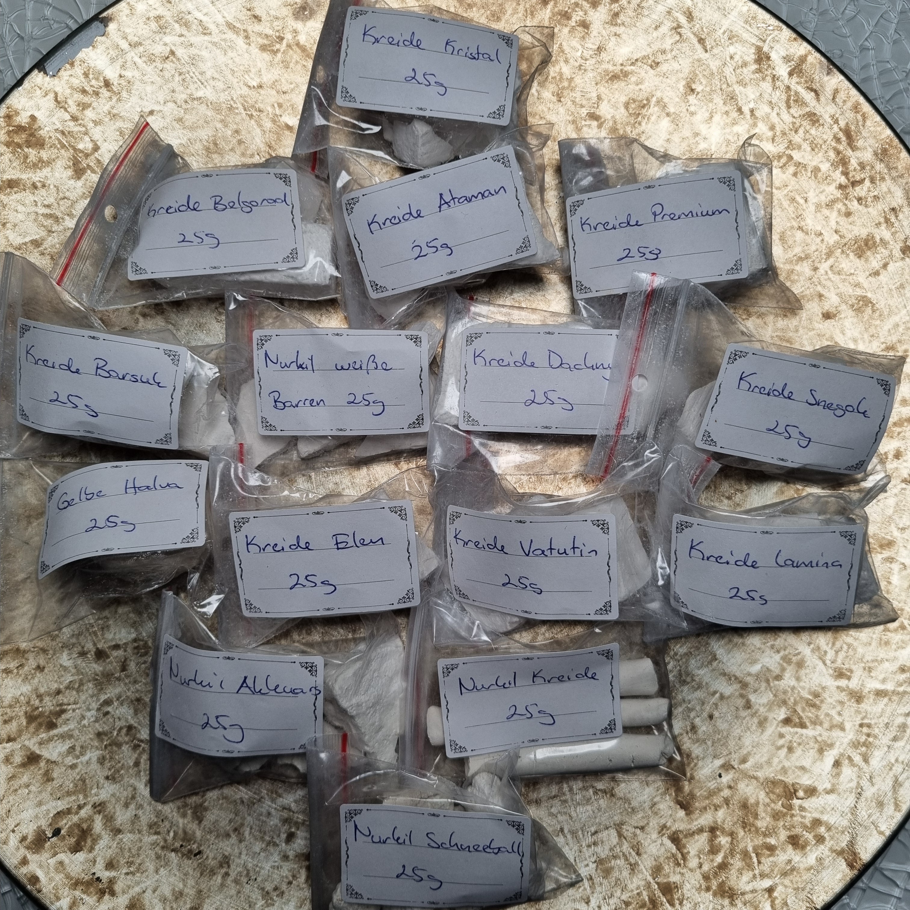 Essbare Kreide Starter Set – 15 Sorten à 25g | Probier-Set Naturkreide